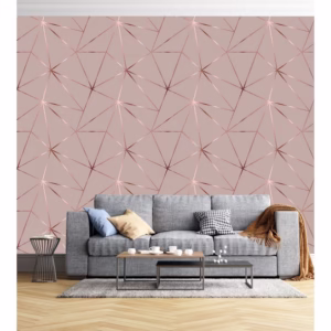 Papel De Parede Geométrico Rose Gloss Lavável Colante 3,50m