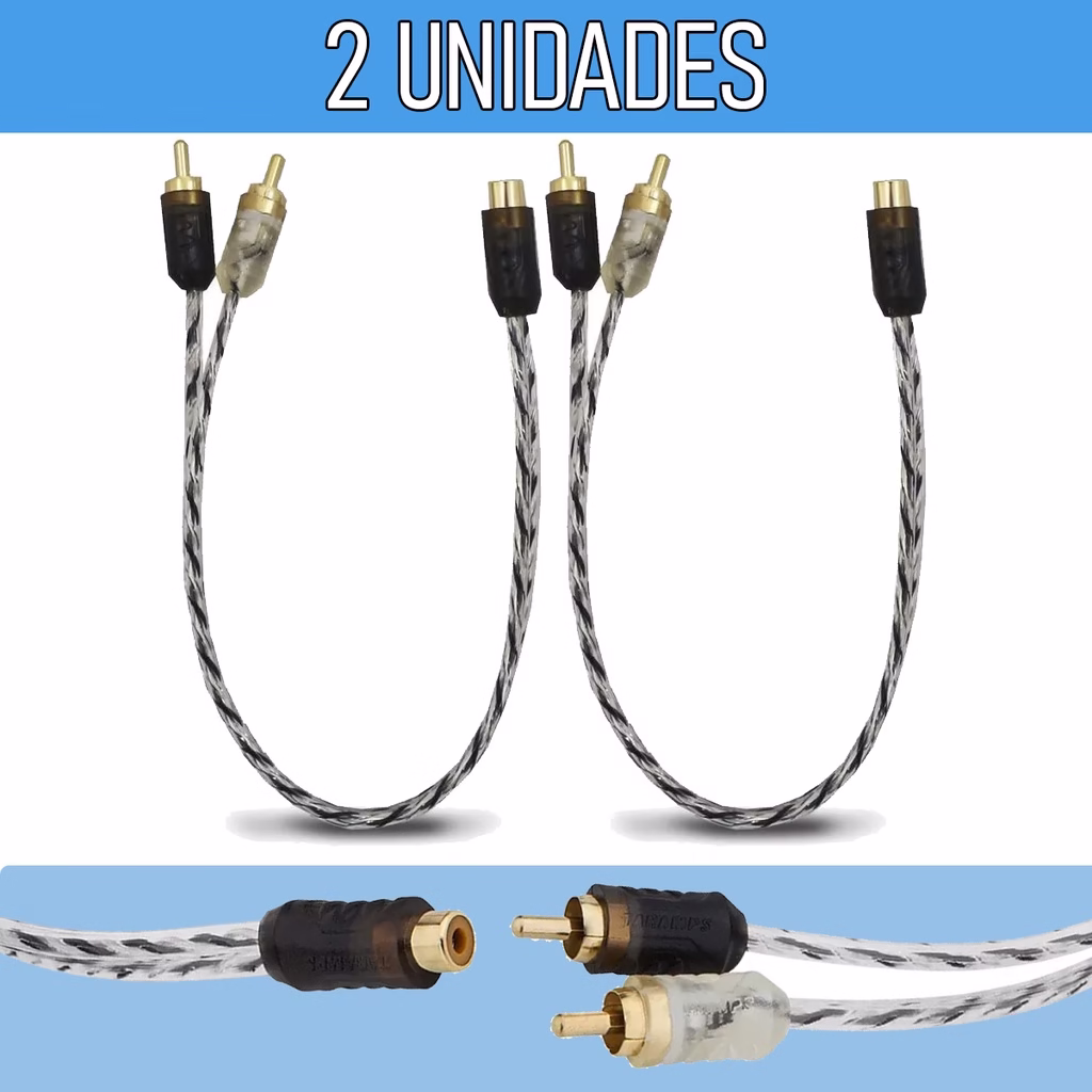Par de Cabos Y 1 Fêmea 2 Machos Injetado Stereo Som Automotivo - Taramps - Imagem 2