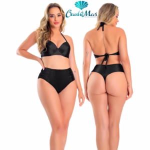 Calcinha de Biquini Efeito Zero Barriga Fio Dental Modela e Reduz Banho de Mar Plus Size Drapeado