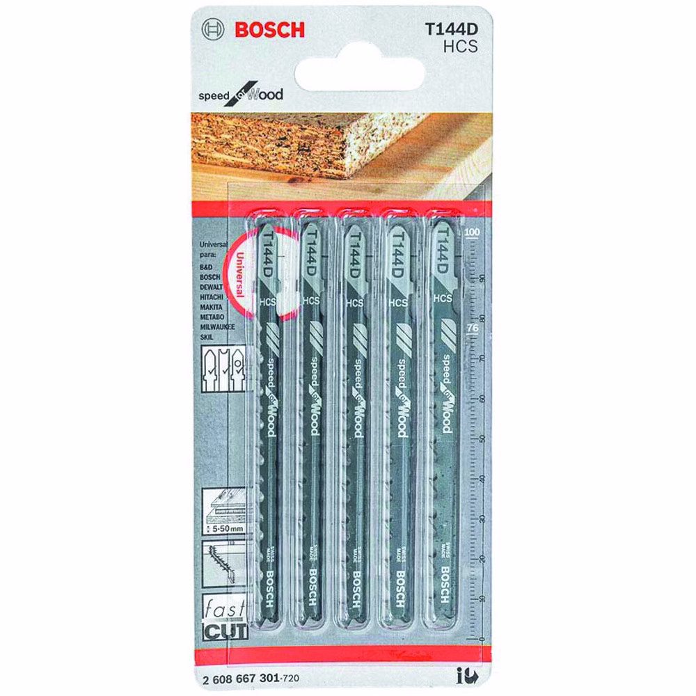 Lâmina Tico-Tico Bosch 76mm p/ Madeira 5-6 Dentes 5Pç Speed for Wood T144D