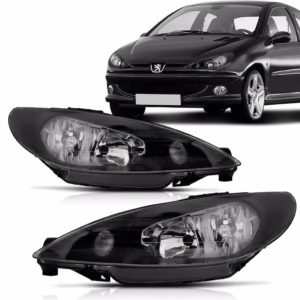 Par Farol Peugeot 206 2001 2002 2003 2004 2005 2006 2007 2008 2009 2010 Foco Duplo Máscara Negra