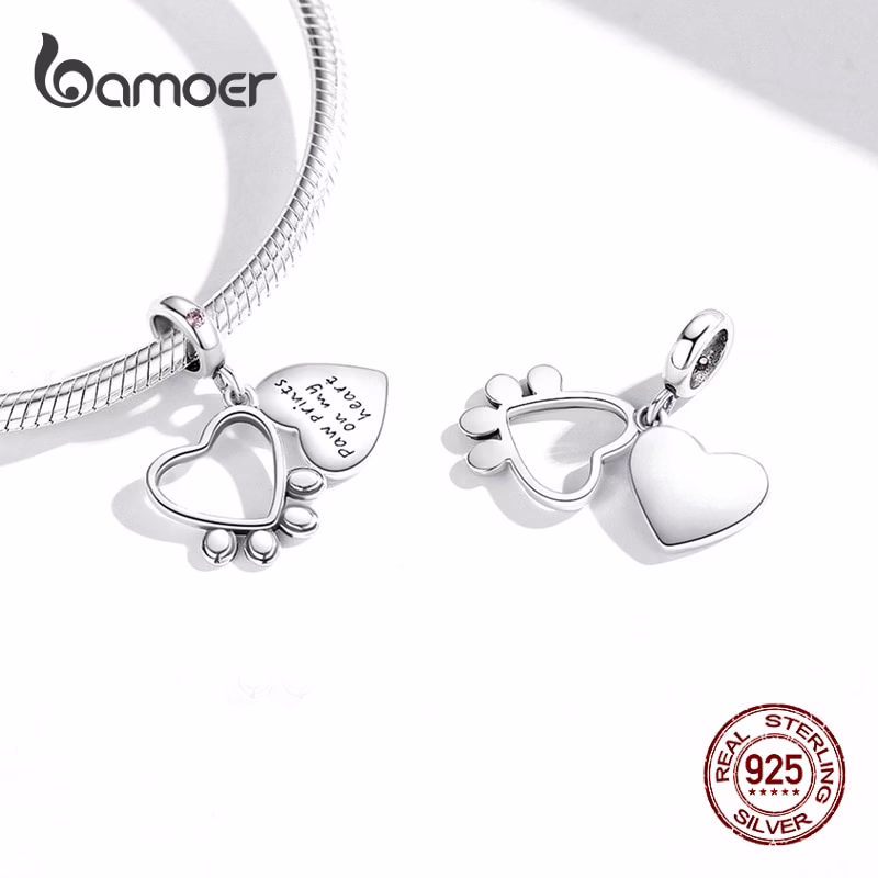 Bamoer Charme Prata Esterlina 925 Da Pata Do Amor Projeto Bead Para Colar Pulseira Diy Acessórios De Moda Bsc511 - Imagem 2