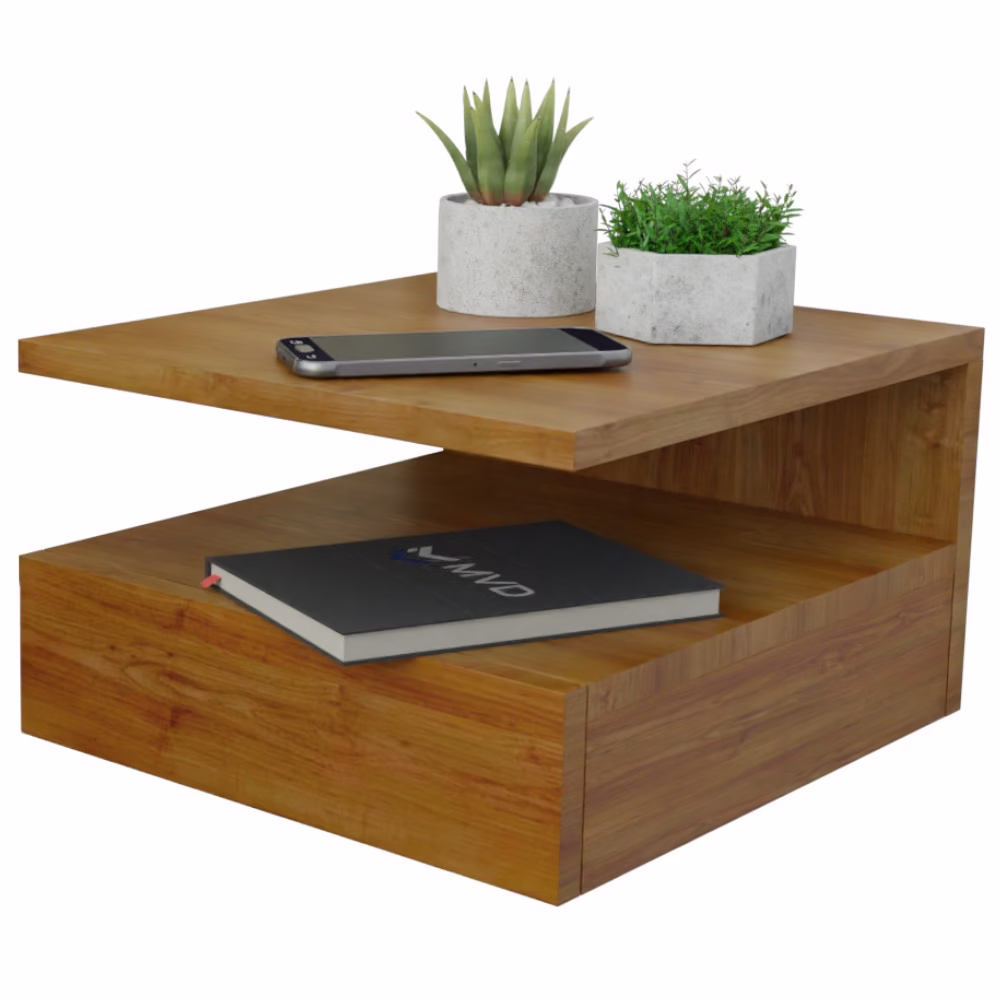 Mesa de Cabeceira Mesinha Suspenso Suspensa Freijó Com gaveta e Prateleira MVD Móveis