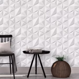 Papel de Parede geométrico Triangular Branco e tons de cinza Para Sala e Quarto 2,50 mts