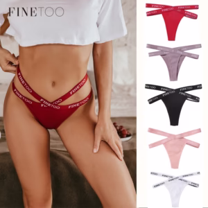 FINETOO Calcinha Sexy De Algodão Com Tiras Cruzadas Multicoloridas Para Texto