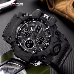 【Sanda Official】Nova Listagem Relógio Masculino Original Esportivo à Prova D'água Super Bright Fashion Luxury LED Analógico Externo Militar Relógio Masculino Multifuncional