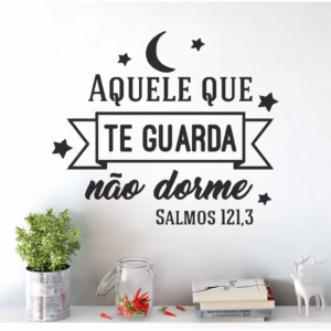 Adesivo De Parede Decorativo Frase Salmos Aquele Que Guarda