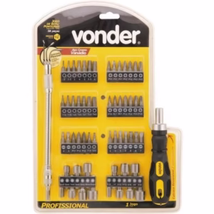 Jogo Bits 58Pç Sextavado 1/4" Vonder Fenda Phillips Pozidriv Allen Torx Soquetes