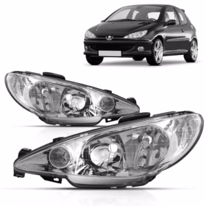 Par Farol Peugeot 206 2001 2002 2003 2004 2005 2006 2007 2008 Foco Duplo Cromado