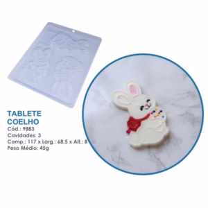 Forma Simples Tablete Coelho9883- (M1) em Acetato BWB Para Bombom e Doces de Chocolate e Confeitaria