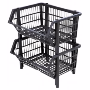 1 Und. Cesto Expositor Reforçado Gondola Organizador Empilhável Multi Uso Resistente 44 X 34 X 26 cm