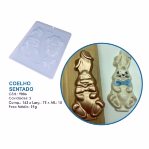 Forma Simples Coelho Sentado 9886-(M1) em Acetato BWB Para Bombom e Doces de Chocolate e Confeitaria