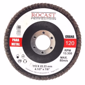 Disco de Lixa Flap 115 x 22mm 4.1/2pol x 7/8pol Gr 120 102,0004 ROCAST