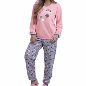 Pijama Juvenil Moletom Feminino Conjunto Blusa Longa E Calca Tamanho 10 A 16