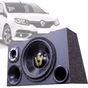 Caixa Trio Som Automotivo Trio Completa Subwoofer Renault Sandero Logan