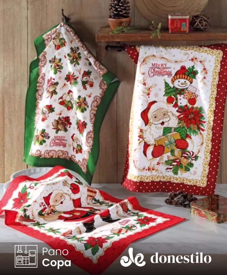 Pano de Copa Prata Natal 112 medindo 45X65 cm Döhler