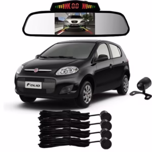 Sensor De Ré + Espelho Camera Ré Fiat Palio Preto