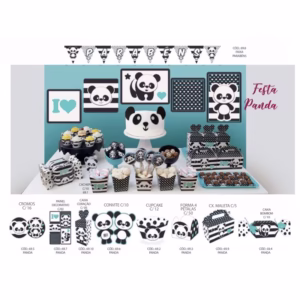 kit festa panda azul menino completo