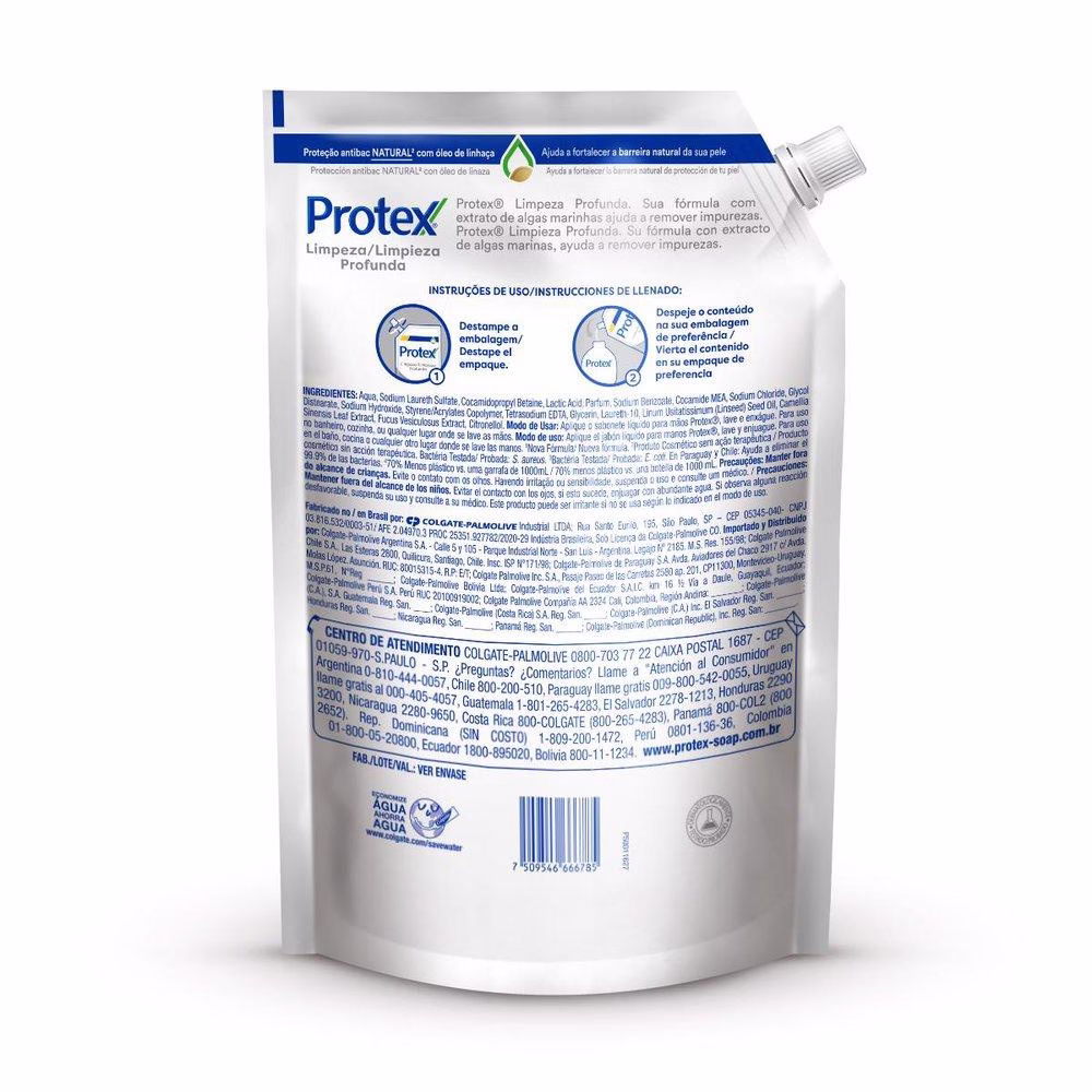 Refil Sabonete Líquido Protex Limpeza Profunda com 900ml - Imagem 2