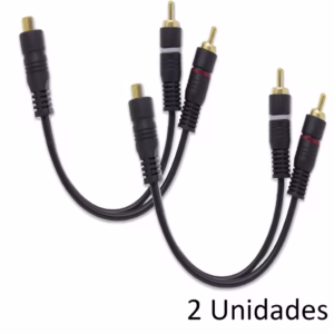 Kit Com 2 Cabos Y 1 Fêmea 2 Machos Borracha Para Módulo Carro Som Automotivo