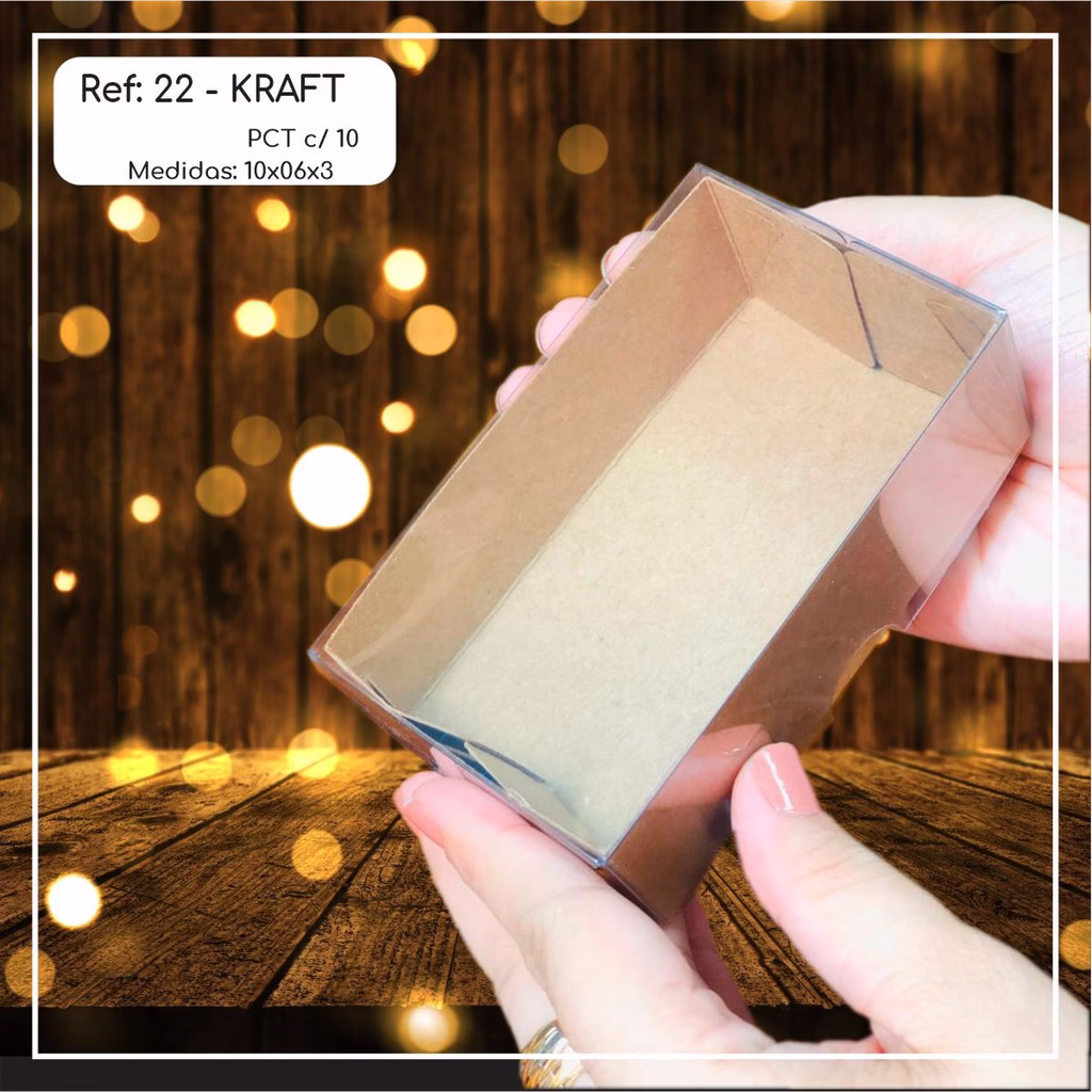 10~50 Caixas Embalagem Para Doces Com Visor em Acetato KRAFT 10x6x3 - Ref. 22 ( Chocobraz )//