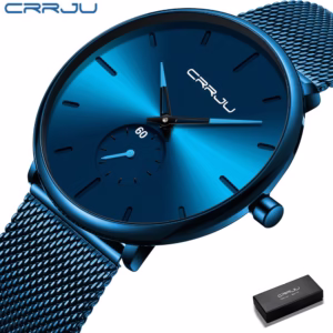 CRRJU Relógio masculino ultrafino à prova d'água Presente minimalista para homens 2150
