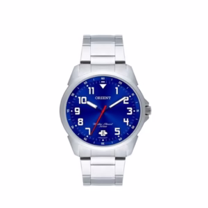Relogio Orient Masculino Prata Fundo Azul Mbss1154a D2sx