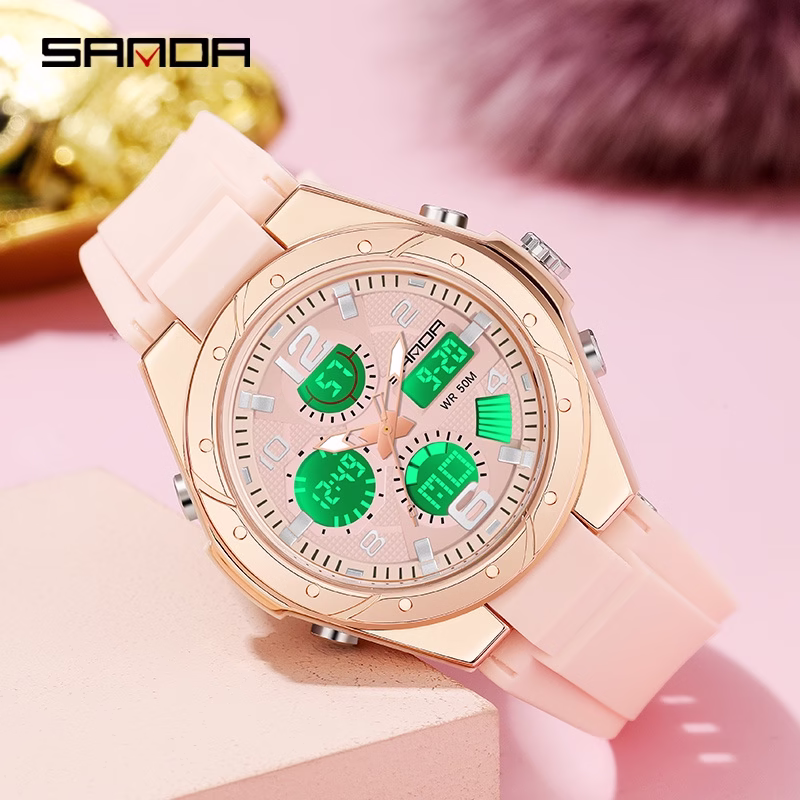 SANDA Women Watch Luxury Waterproof Quartz LED with Multi-function Swimming Watch