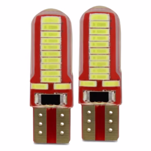 Par De Lâmpadas Automotivas De Led T10 Silicone Pingo 12v Volts 24 Leds Branca Branco