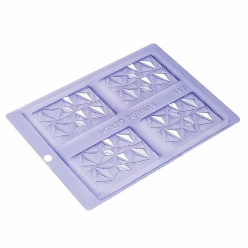 1~5 FORMA TABLETE 3 D BARRA DE CHOCOLATE ACETATO SIMPLES COD P447 PORTO FORMAS - Imagem 2