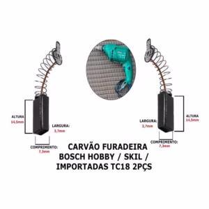 Escova Carvão Furadeira Bosch Hobby / Skil / Importadas Tc18 2pcs