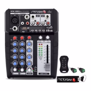 Mesa De Som Stetsom Stm1003 Multiplayer com Bluetooth Automotiva Mixer 3 Canais 12v