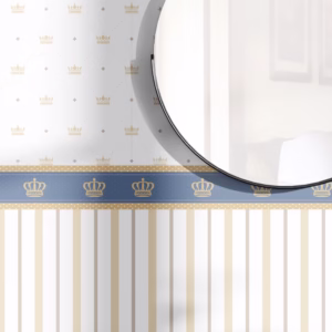 Papel de Parede Adesivo Baby Listras com Coroa