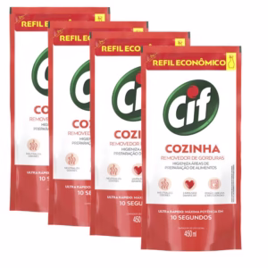 Kit 4 Refil Limpador CIF Ultra Rápido Desengordurante 450ml