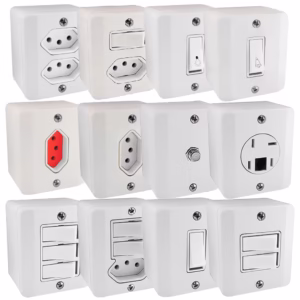 Tomadas E Interruptores Radial Sobrepor Linha R Branca Bivolt Plástico Anti-chamas Profissional