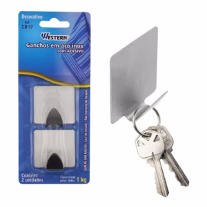 Gancho Inox Western CB-17 Conjunto com 2 Peças Organização Multiuso