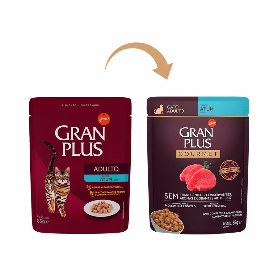 Ração Úmida Sachê GranPlus Gourmet Gatos Adultos Atum 85g - Imagem 2