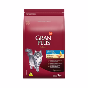 Ração GranPlus Menu Gatos Adultos Castrados Frango e Arroz 3kg