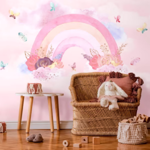 Papel de Parede Personalizado Arco-Íris de Algodão Doce Decoração Inove