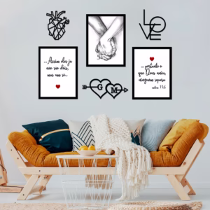 Combo De Quadro Decoração Casal Romântico Quarto União