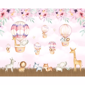 Papel de Parede Personalizado Safari Aquarela Rosa Decoração Inove