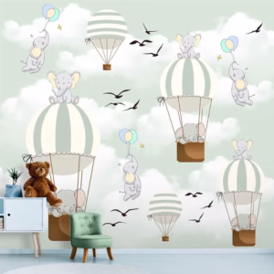 Papel de Parede Personalizado Elefantes com Balões