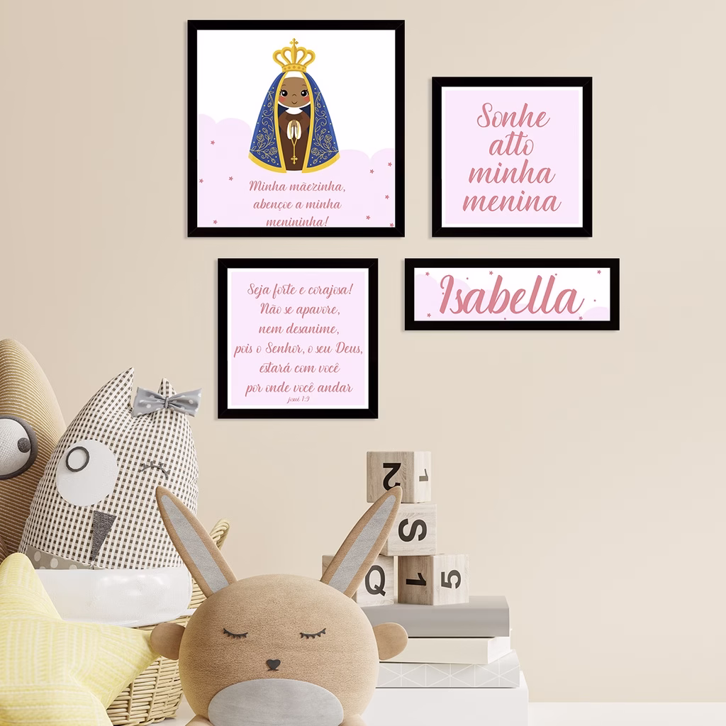 Kit de Placas Decorativas Nossa Senhora Aparecida Para Decoração De Quarto Infantil