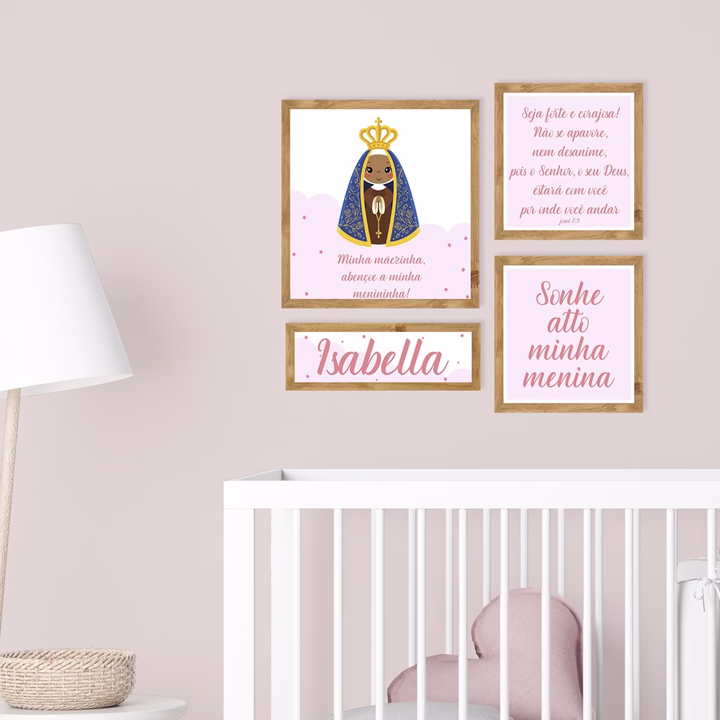 Kit de Placas Decorativas Nossa Senhora Aparecida Para Decoração De Quarto Infantil - Imagem 2