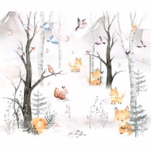 Papel de Parede Autocolante Personalizado Raposa Cute