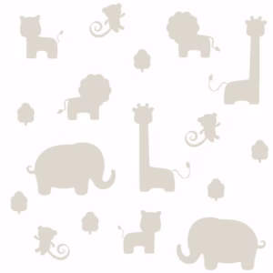 Papel de Parede Bichinhos Safári Branco e Bege