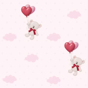 Papel De Parede Infantil Ursinha e Corações ENVIO FULL