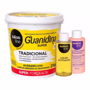 Creme Relaxante Guanidina Tradicional Alisa e Relaxa Super Forte 215g Salon Line