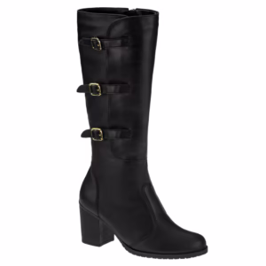 Bota GiGiL Feminina Montaria Cano Longo Ajustável Com Zíper Moda