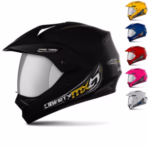 Capacete Motocross Trilha Trial Fechado Pro Tork Liberty MX Pro Vision Viseira Cromada